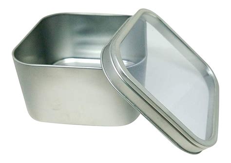 metal tin box square|square tin containers with lids.